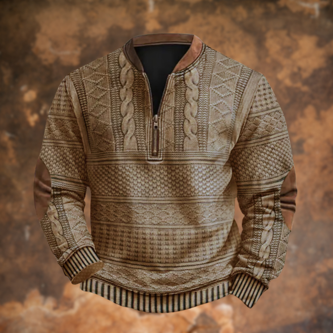 Fabian | Pullover Herren Half-Zip Strick Strukturmuster