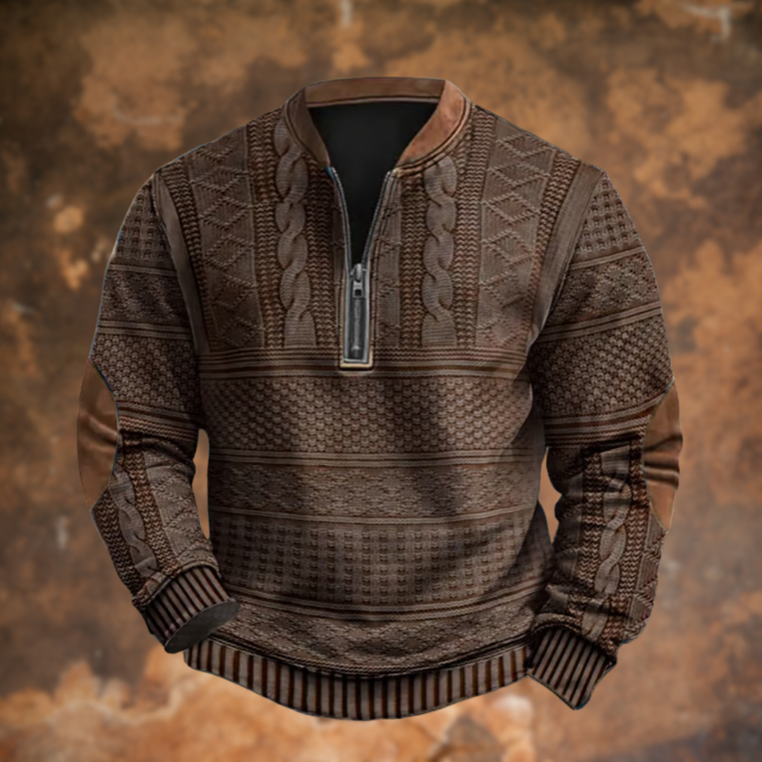 Fabian | Pullover Herren Half-Zip Strick Strukturmuster