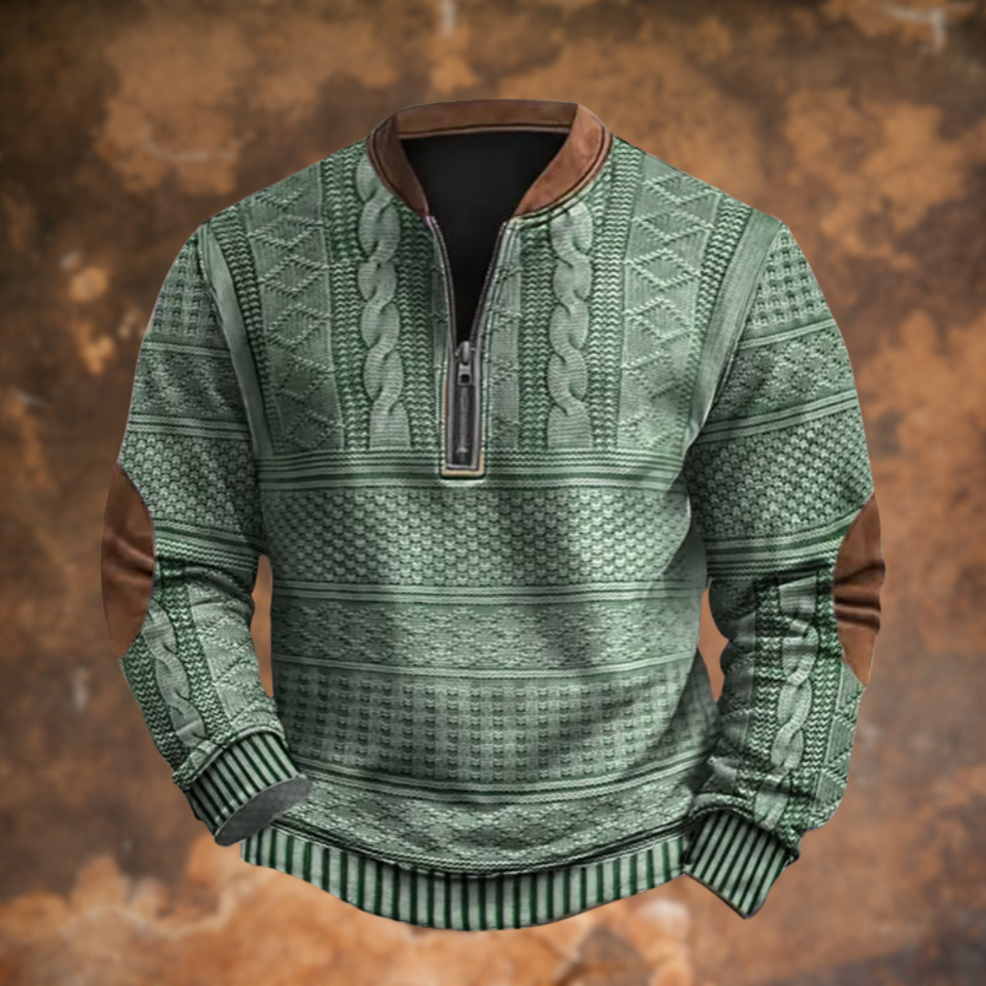 Fabian | Pullover Herren Half-Zip Strick Strukturmuster