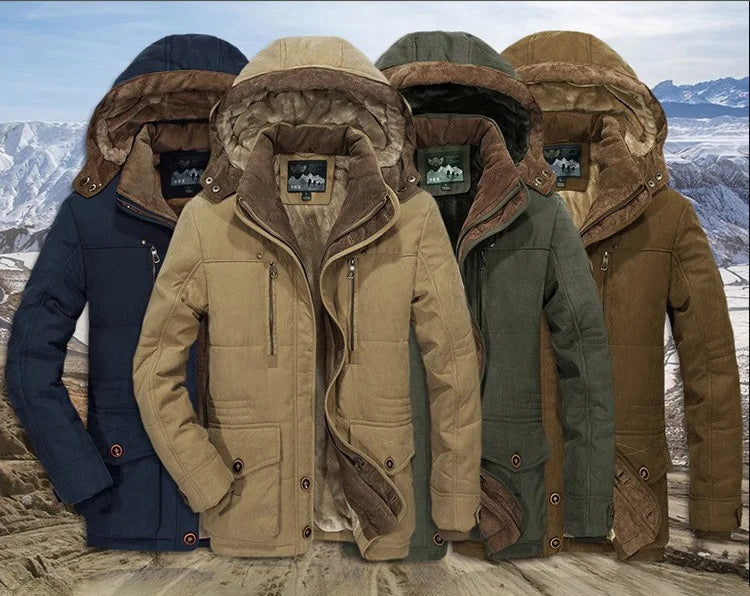 Felix | Parka Herren Gefüttert mit Fleece-Innenfutter Kapuze
