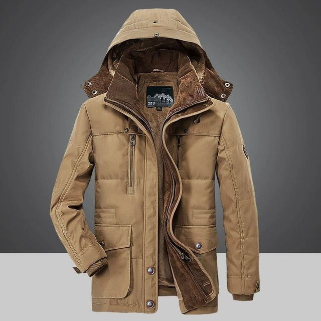 Felix | Parka Herren Gefüttert mit Fleece-Innenfutter Kapuze