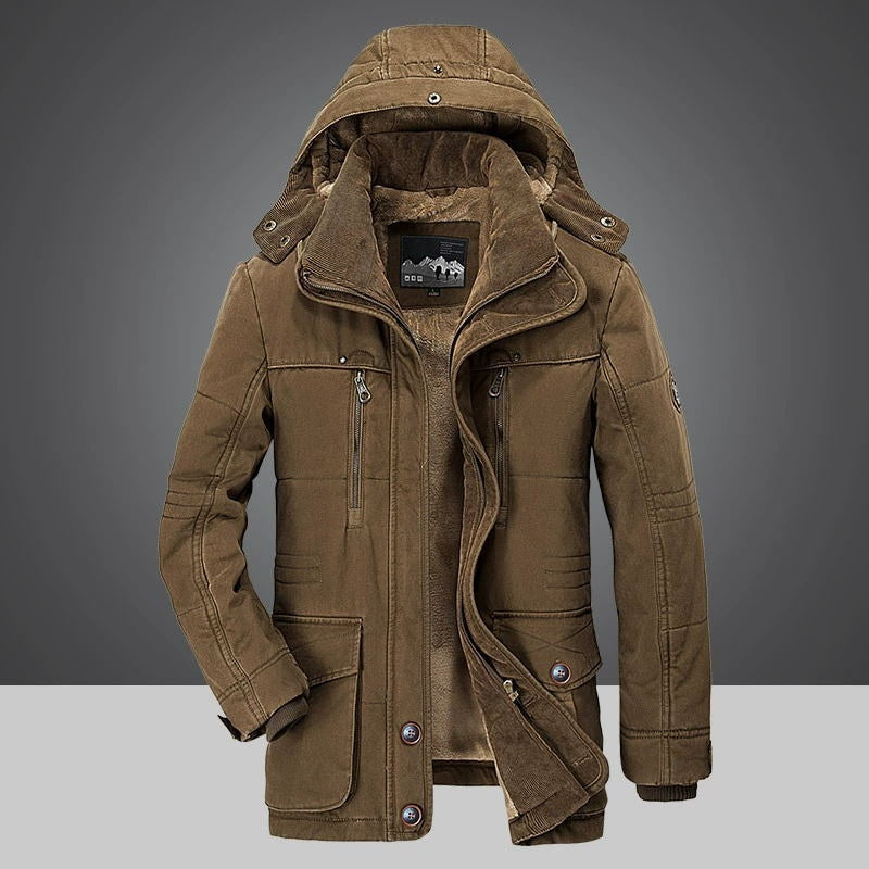 Felix | Parka Herren Gefüttert mit Fleece-Innenfutter Kapuze