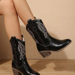 Fiona | Chelsea Boots Damen Blockabsatz Stickerei