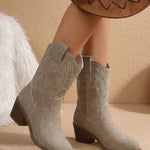 Fiona | Chelsea Boots Damen Blockabsatz Stickerei