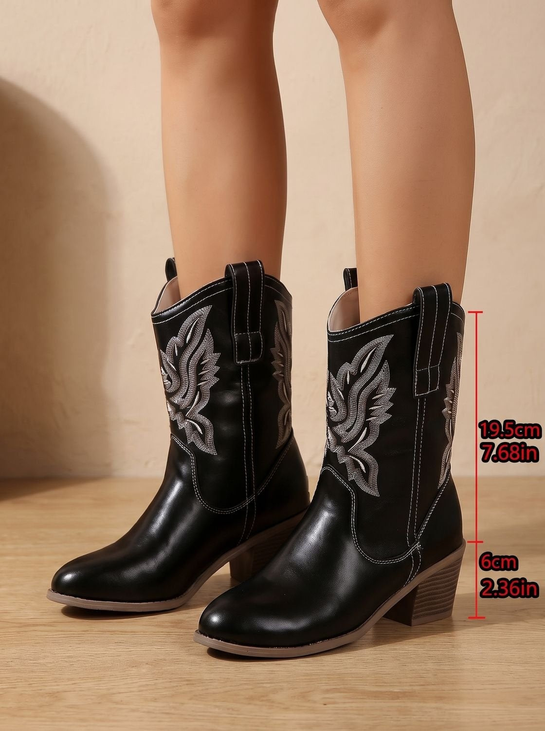 Fiona | Chelsea Boots Damen Blockabsatz Stickerei