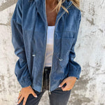 Fiona | Fleecejacke Damen mit Kapuze Reissverschluss Gerippt