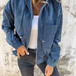 Fiona | Fleecejacke Damen mit Kapuze Reissverschluss Gerippt