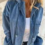 Fiona | Fleecejacke Damen mit Kapuze Reissverschluss Gerippt