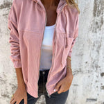 Fiona | Fleecejacke Damen mit Kapuze Reissverschluss Gerippt