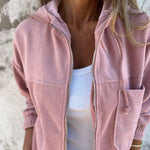 Fiona | Fleecejacke Damen mit Kapuze Reissverschluss Gerippt