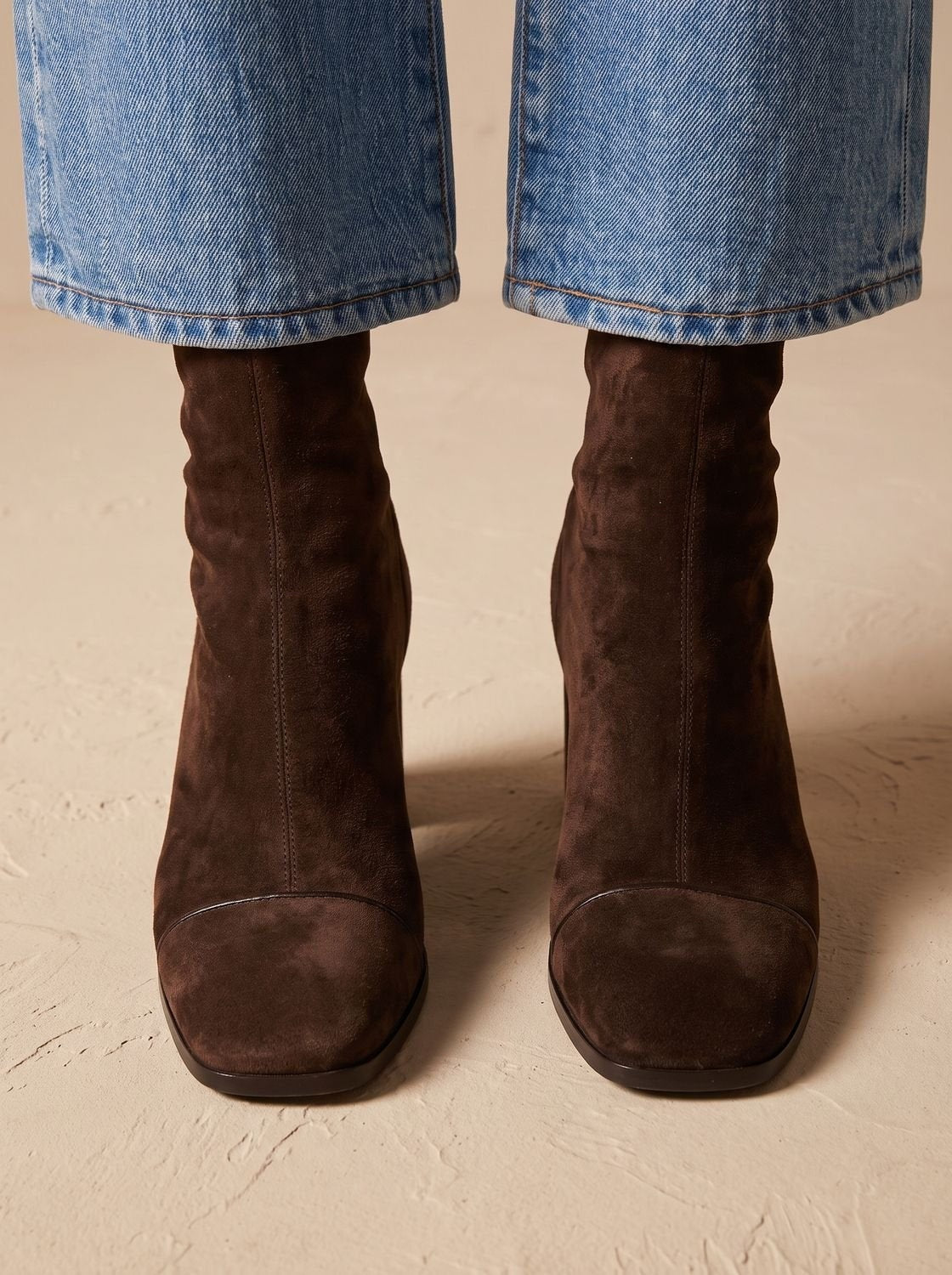 Fiona | Wildleder Stiefeletten Damen mit Blockabsatz und eckiger Zehenform