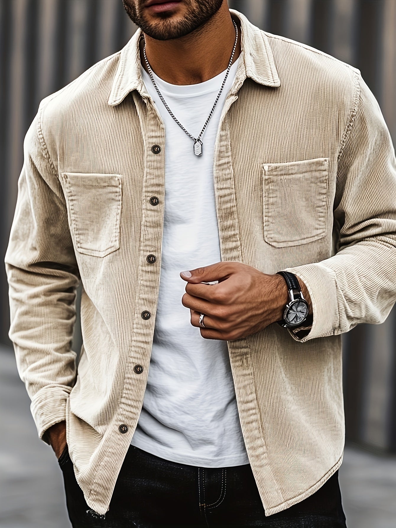 Florian | Hemdjacke Herren Cord Langarm Brusttaschen