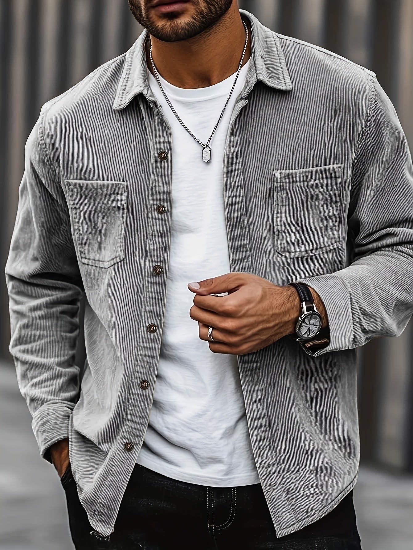 Florian | Hemdjacke Herren Cord Langarm Brusttaschen
