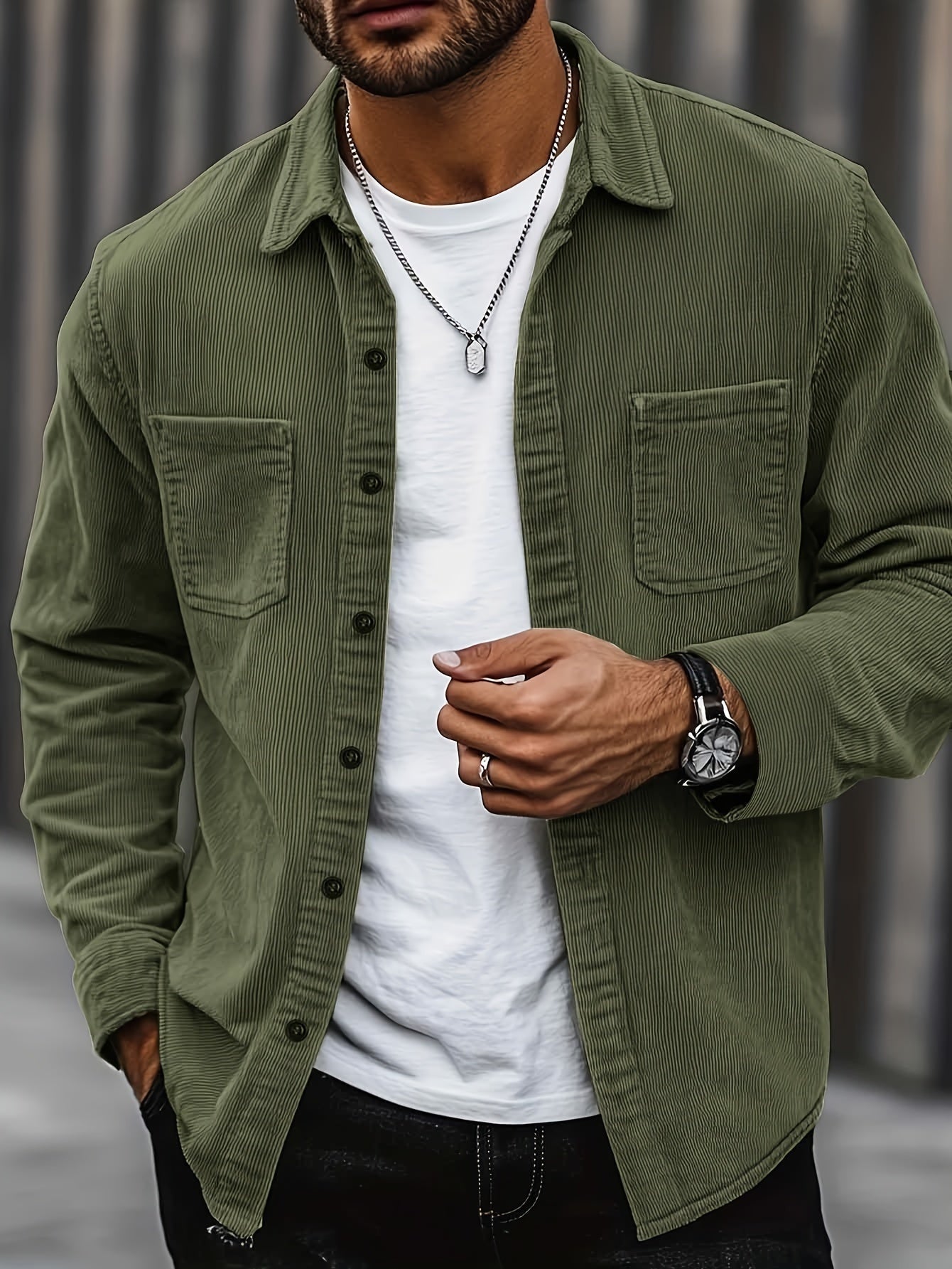 Florian | Hemdjacke Herren Cord Langarm Brusttaschen