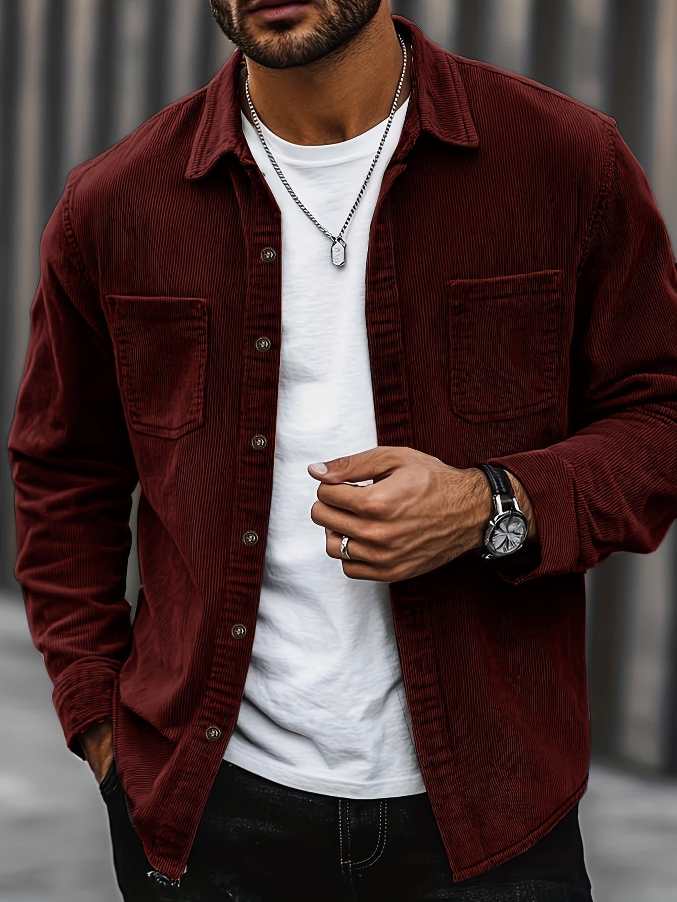 Florian | Hemdjacke Herren Cord Langarm Brusttaschen