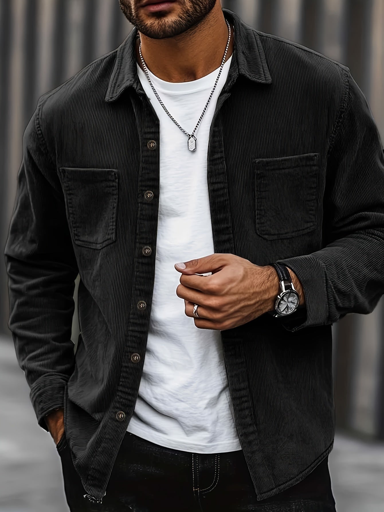 Florian | Hemdjacke Herren Cord Langarm Brusttaschen