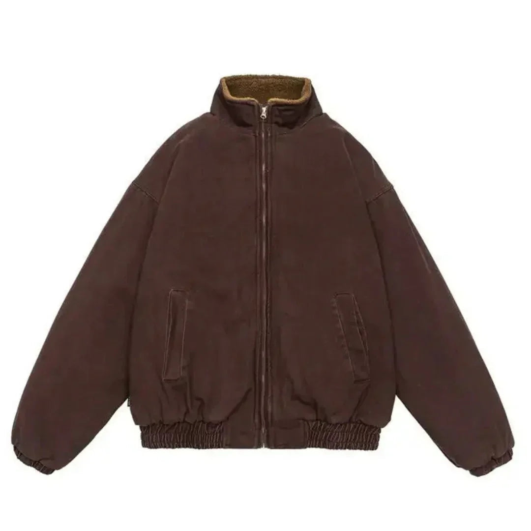Flurin | Bomberjacke Herren Oversize mit Stehkragen und Teddyfutter