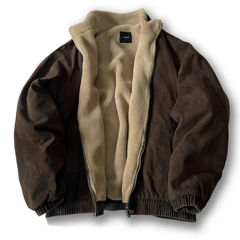 Flurin | Bomberjacke Herren Oversize mit Stehkragen und Teddyfutter