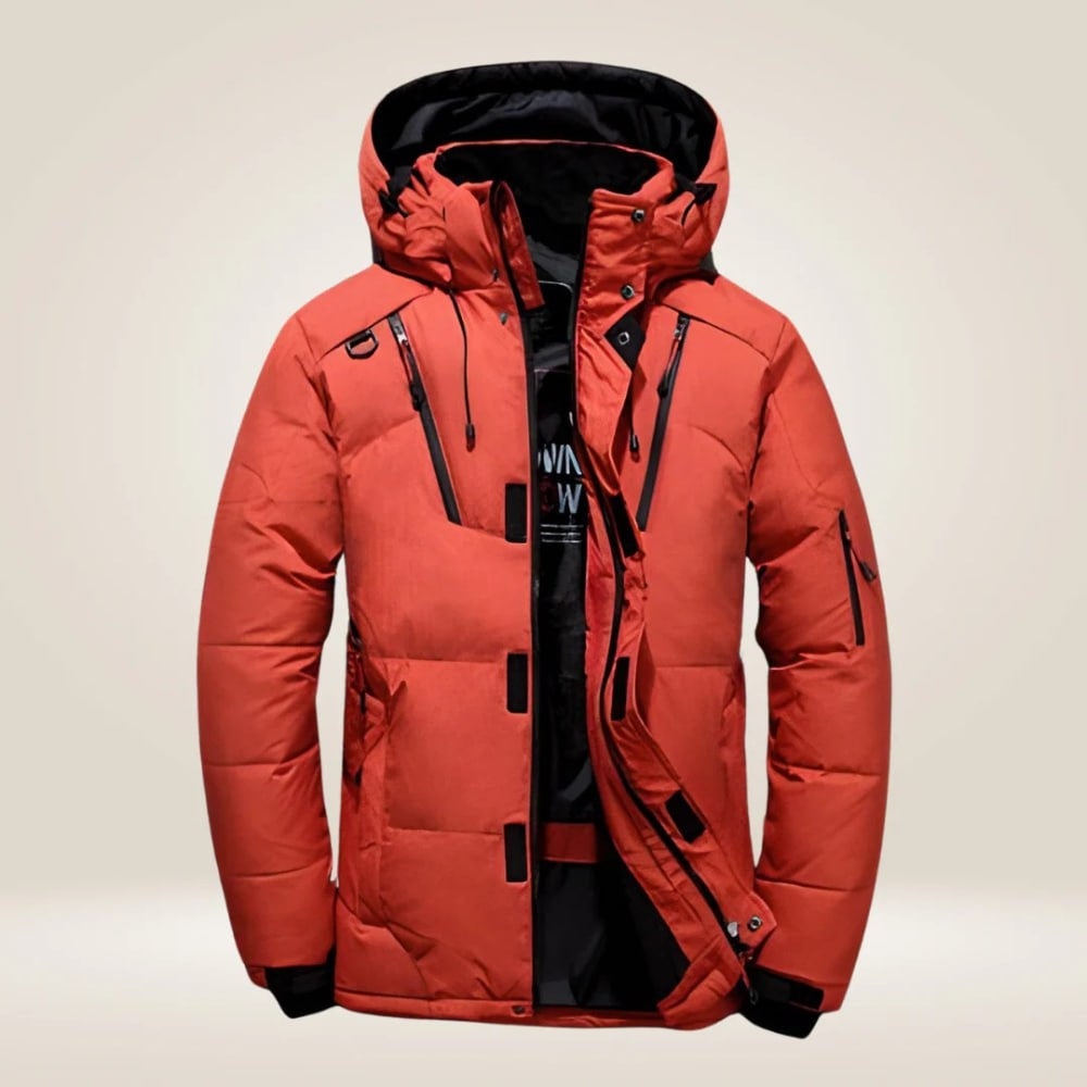 Flurina | Daunenjacke Herren mit Kapuze Gefüttert Multitaschen