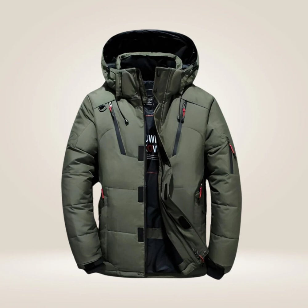 Flurina | Daunenjacke Herren mit Kapuze Gefüttert Multitaschen