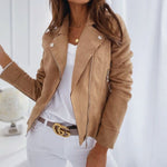 Frieda | Lederjacke Damen Cropped Biker mit Reißverschluss