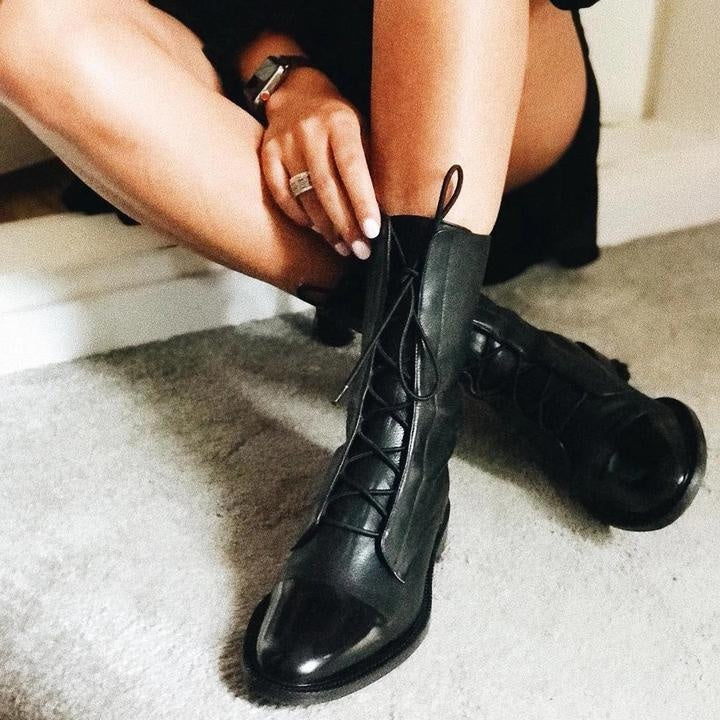 Frieda | Schnürstiefel Damen Leder Mittelhoher Schaft