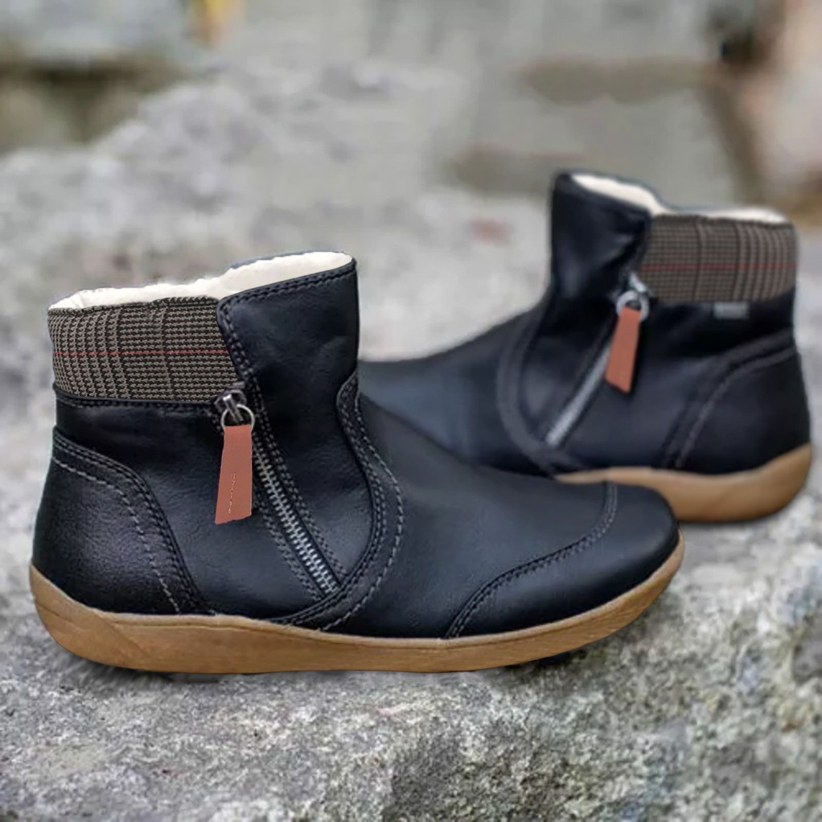 Gabriela | Ankle Boots Damen Leder Reissverschluss Flache Sohle