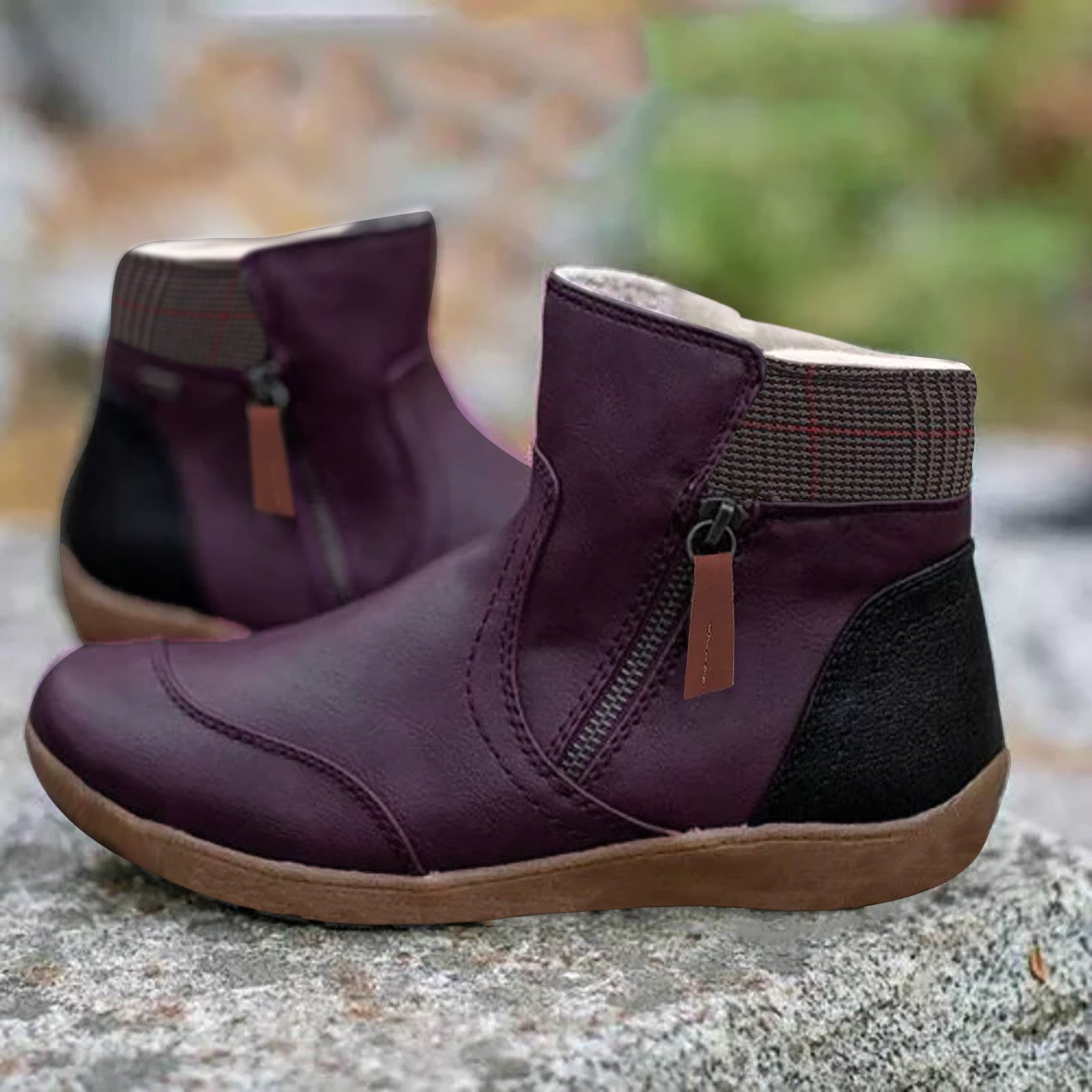 Gabriela | Ankle Boots Damen Leder Reissverschluss Flache Sohle