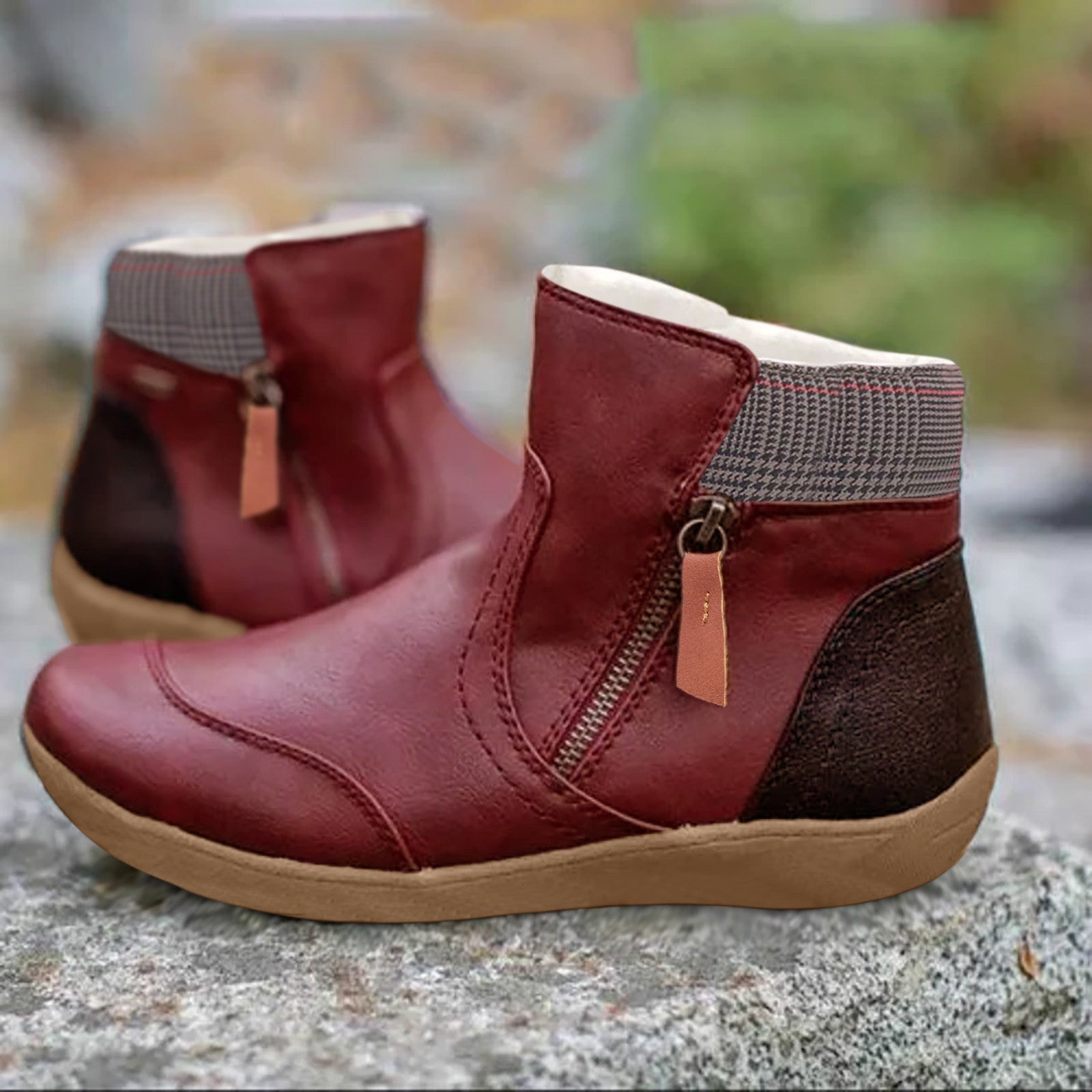 Gabriela | Ankle Boots Damen Leder Reissverschluss Flache Sohle
