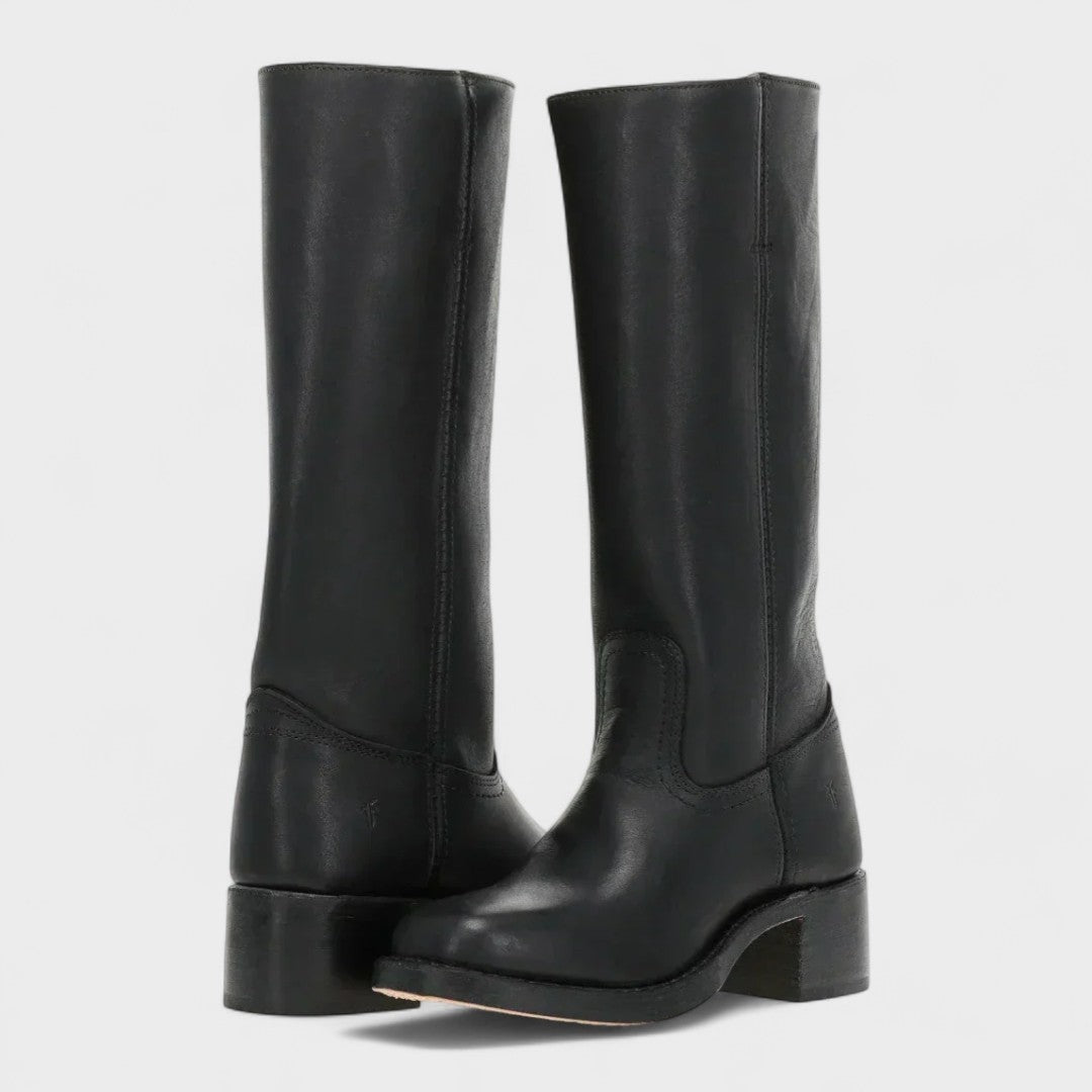 Gabriela | Cowboy Stiefel aus Leder Damen Hoher Schaft Blockabsatz