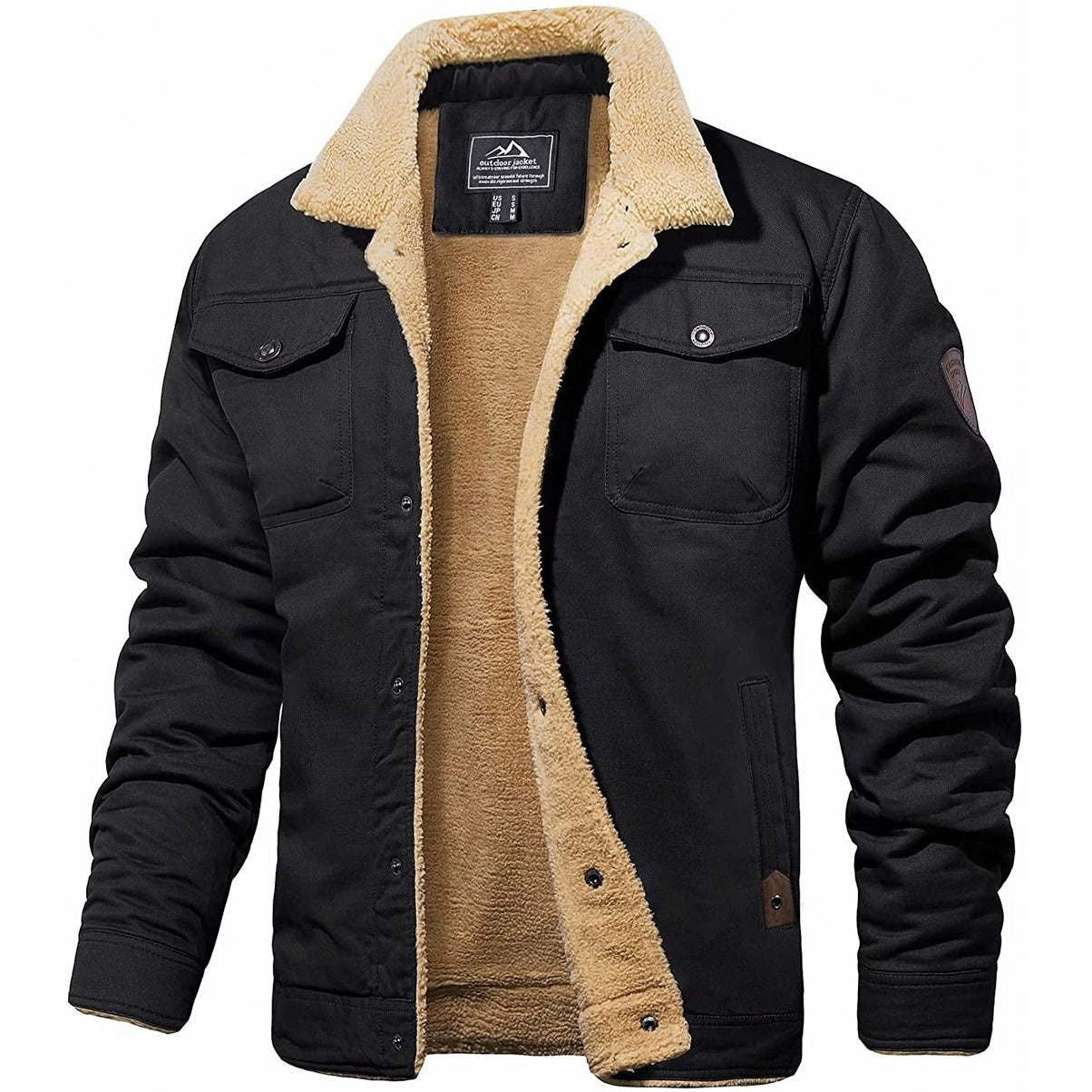 Gian | Fleecejacke Herren mit Knopfleiste Sherpa-Futter