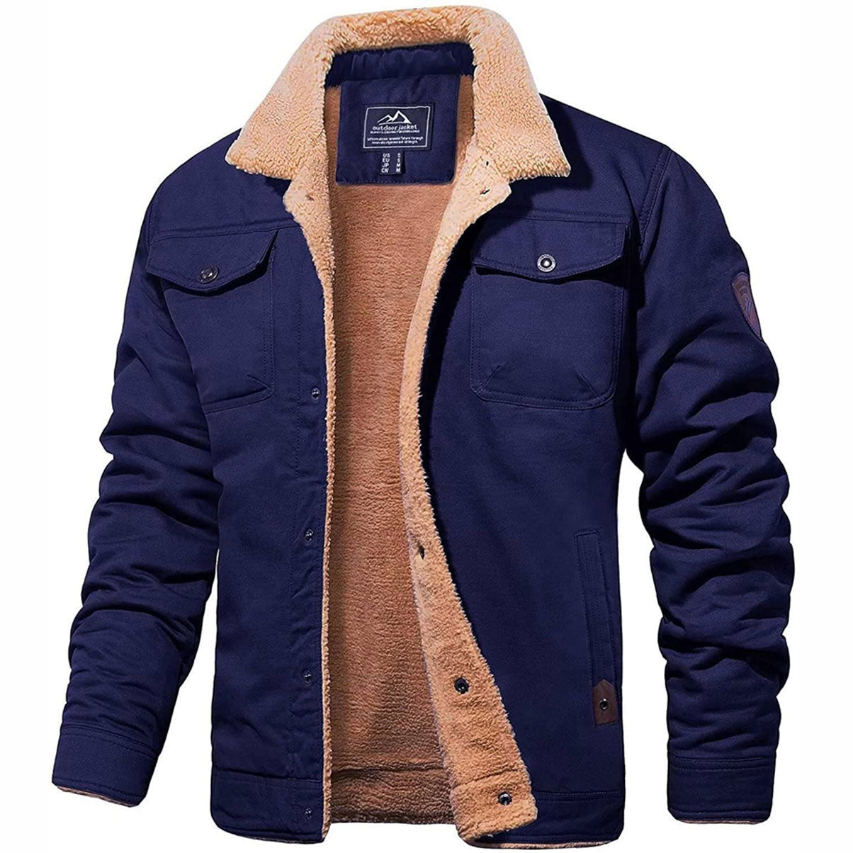 Gian | Fleecejacke Herren mit Knopfleiste Sherpa-Futter