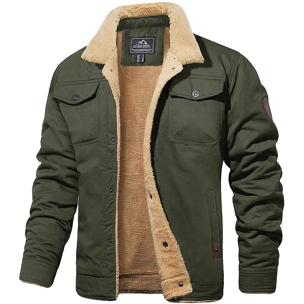 Gian | Fleecejacke Herren mit Knopfleiste Sherpa-Futter