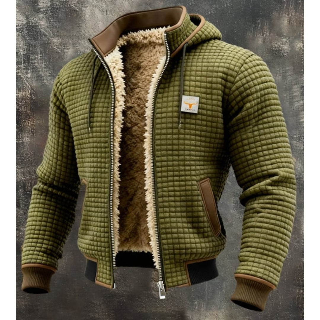 Gian | Fleecejacke mit Sherpa-Futter und Kapuze Herren Waffelstruktur