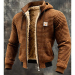 Gian | Fleecejacke mit Sherpa-Futter und Kapuze Herren Waffelstruktur