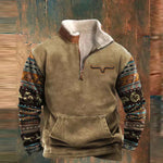 Gian-Luca | Quarter Zip Pullover Herren Fleece Aztekenmuster