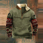 Gian-Luca | Quarter Zip Pullover Herren Fleece Aztekenmuster