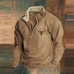 Gian-Luca | Quarter Zip Pullover Herren Fleece Aztekenmuster