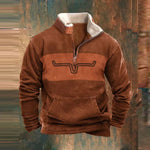Gian-Luca | Quarter Zip Pullover Herren Fleece Aztekenmuster