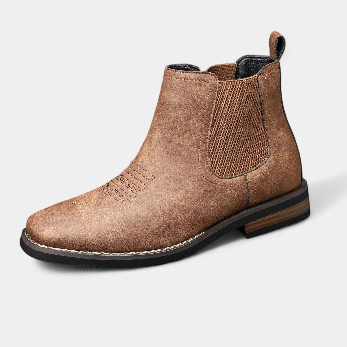Gregor | Chelsea Boots Stiefel Herren Kunstleder Western-Stil Blockabsatz