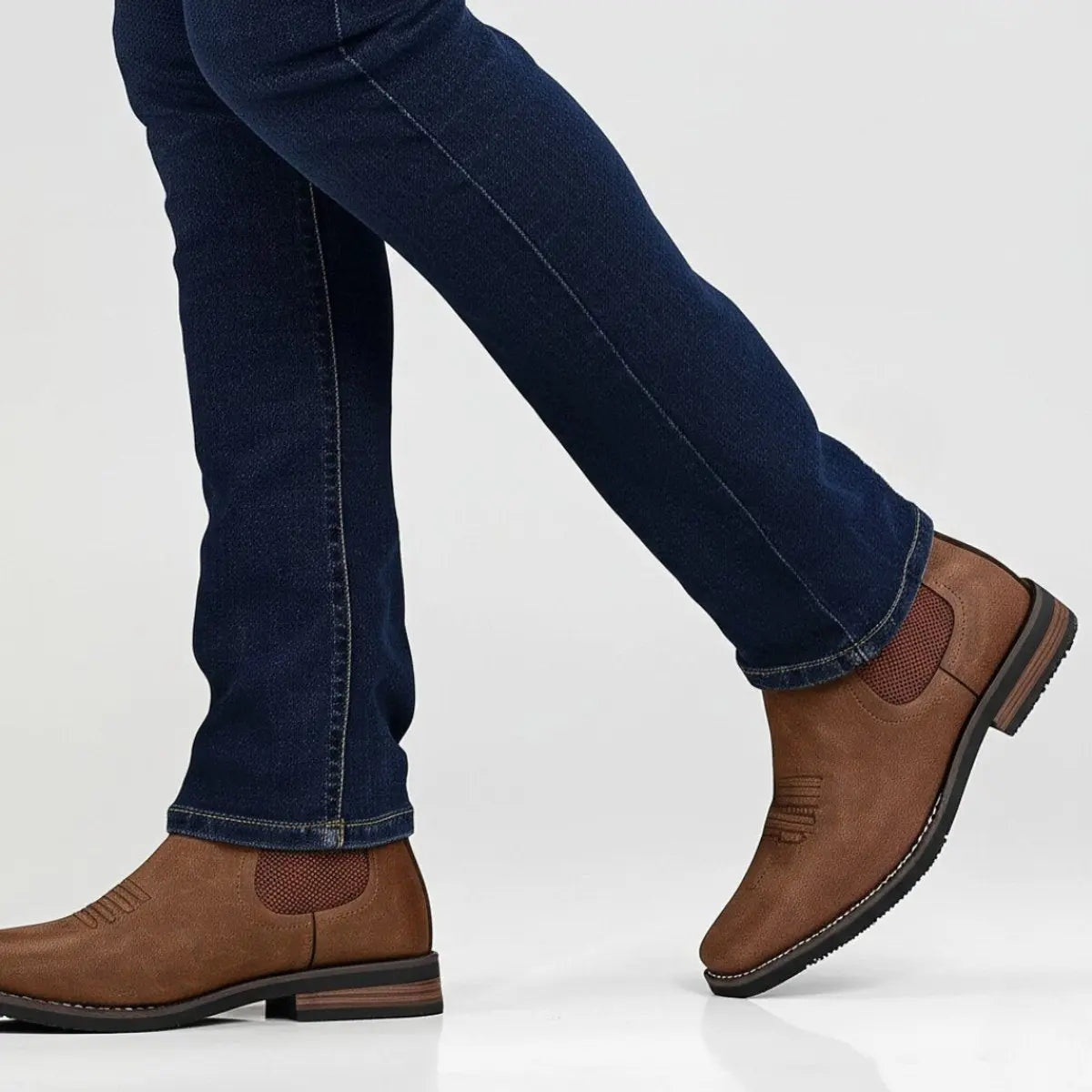 Gregor | Chelsea Boots Stiefel Herren Kunstleder Western-Stil Blockabsatz