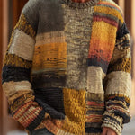 Gregor | Strickpullover Rundhals Herren Patchwork Grobstrick