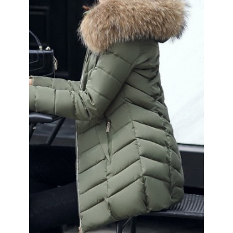 Hannah | Daunenjacke Damen mit Fellkapuze Gesteppt Winterparka
