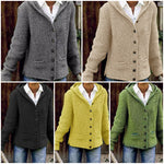 Hannah | Strickjacke Damen mit Kapuze Langarm Knöpfe