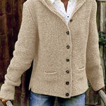 Hannah | Strickjacke Damen mit Kapuze Langarm Knöpfe
