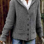 Hannah | Strickjacke Damen mit Kapuze Langarm Knöpfe