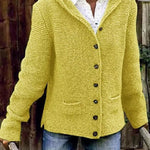 Hannah | Strickjacke Damen mit Kapuze Langarm Knöpfe