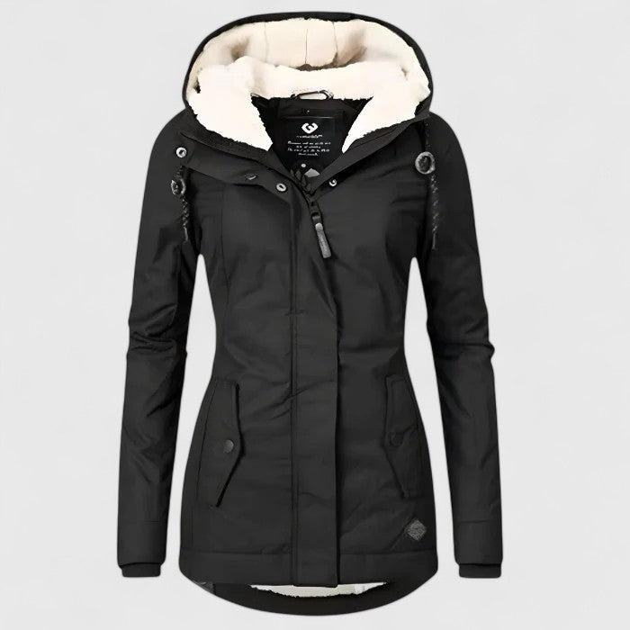 Hildegard | Jacke Damen mit Sherpa-Futter und Kapuze Gefüttert Warm