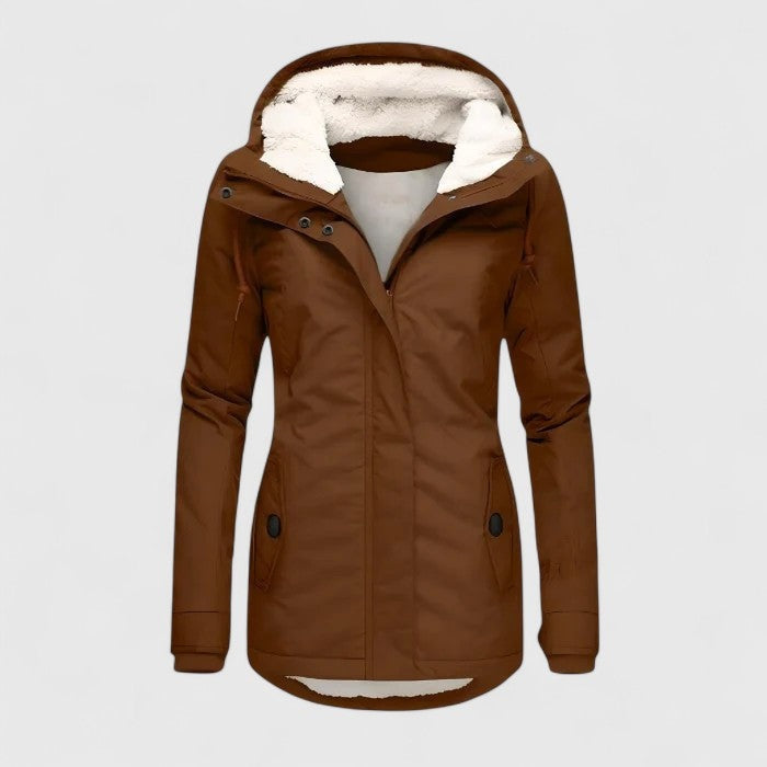 Hildegard | Jacke Damen mit Sherpa-Futter und Kapuze Gefüttert Warm