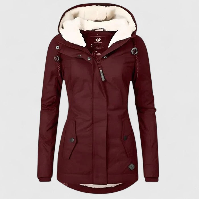 Hildegard | Jacke Damen mit Sherpa-Futter und Kapuze Gefüttert Warm
